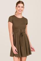 Alya Carah Corset Waist Knit Dress - Dark Olive