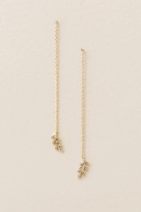 Francesca's Renia Leaf Linear Drop Earring - Crystal