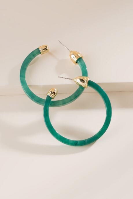Francesca's Jade Marbled Resin Medium Sized Hoops - Jade