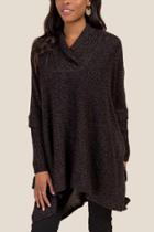 Francesca's Ivanna Side Tie Poncho - Black