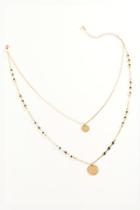 Francesca's Joslyn Circle Pendant Layered Necklace - Navy