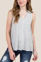 Francesca's Tonya Space Dye Knit Top - Heather Gray
