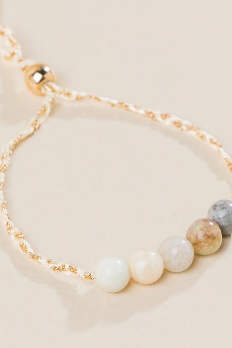 Francesca's Amazonite Pull Tie Bracelet - Gray