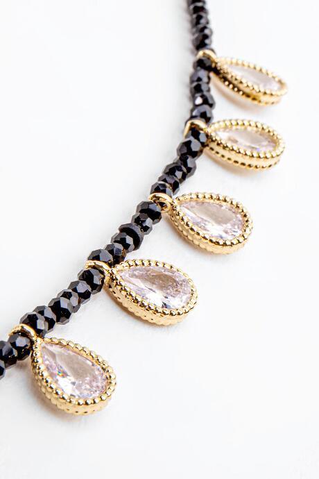 Francesca's Sabrina Cz Drops Choker - Black