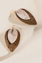 Francesca's Hadley Leather Leaf Statement Earrings - Brown