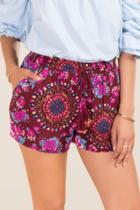 Miami Tinsley Cuba Floral Print Soft Shorts - Wine