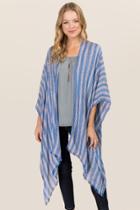Francesca's Allison Striped Ruana - Navy