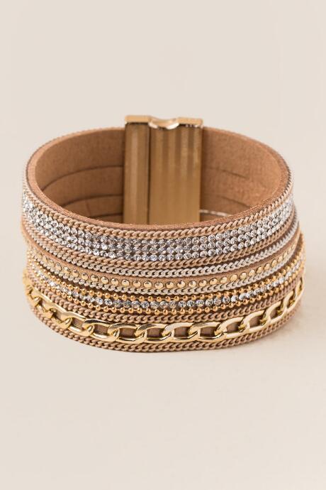 Francesca's Clara Crystal Wrap Bracelet - Crisp Champagne