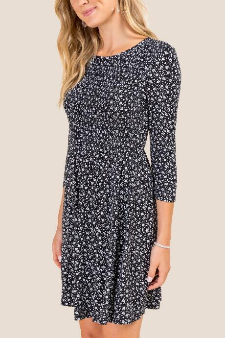 Francesca's Kaci Floral Knit Dress - Black