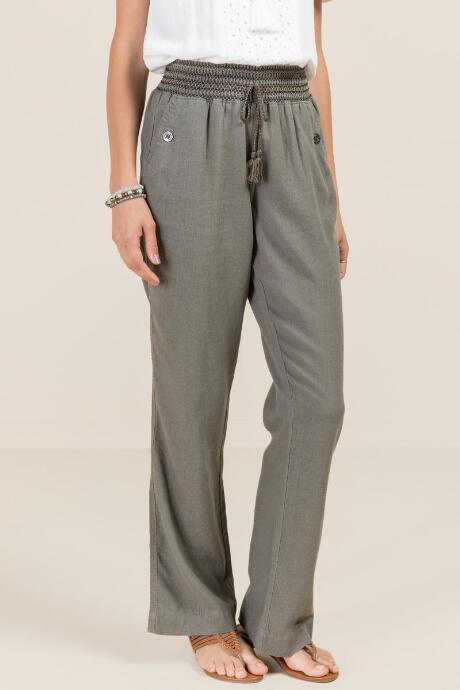 Francesca's Joey Smocked Waist Palazzo Pants - Dark Olive