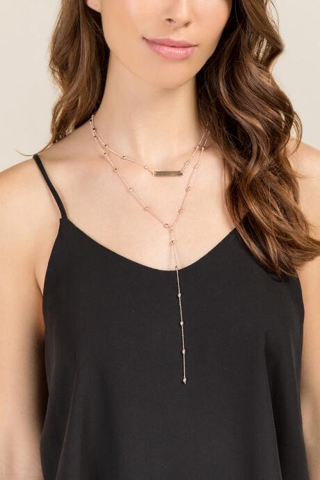 Francesca's Eleanor Metal Bar Lariat - Rose/gold