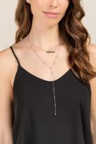 Francesca's Eleanor Metal Bar Lariat - Rose/gold