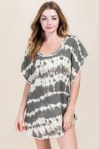 Francesca's Clara Tie Dye Scoop Back Cover-up - Olive