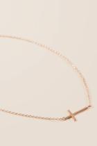 Francesca's Susana Delicate Cross Pendant - Rose/gold