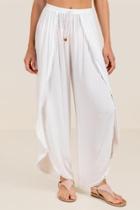 Francesca Inchess Eden Split Leg Pom Trim Swim Cover-up - White