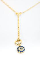 Francesca's Johanna Cz Evil Eye Y Necklace - Navy