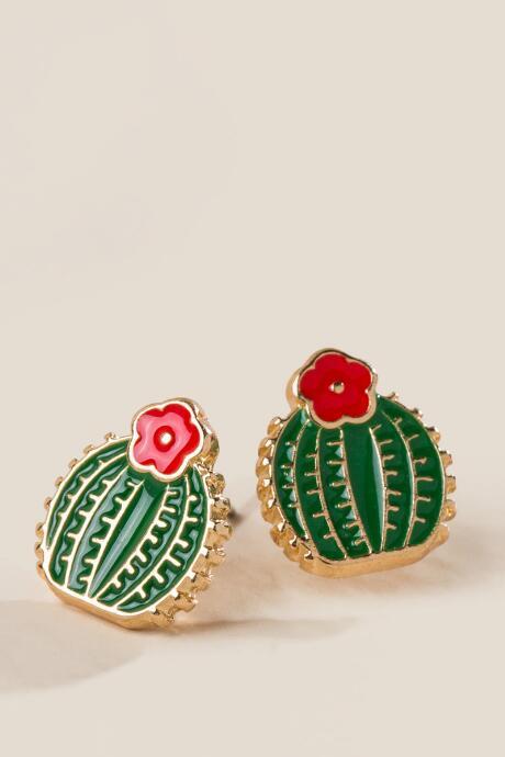 Francesca's Maggie Green Cacti Studs - Green