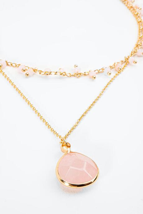 Francesca's Kristen Rose Quartz Layered Necklace - Blush