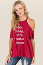 Francesca's Eat Drink Football Graphic Tee - Red