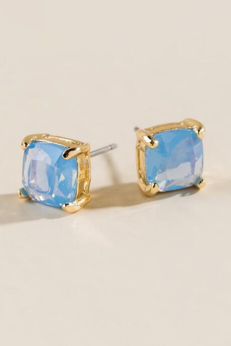 Francescas Ingrid Glass Square Stud - Periwinkle