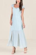 Francesca Inchess Grace Flutter Sleeve Bridesmaid Dress - Light Blue