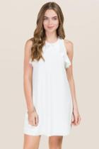 Mi Ami Priya Ruffle Trim Shift Dress - White