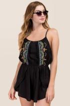 Francesca's Mckenna Embroidered Tulip Romper Cover-up - Black