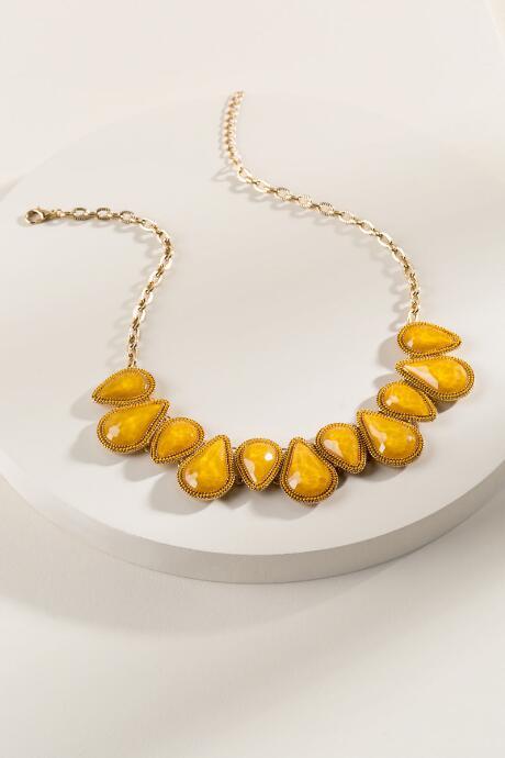 Francesca's Tana Teardrop Statement Necklace In Marigold - Marigold
