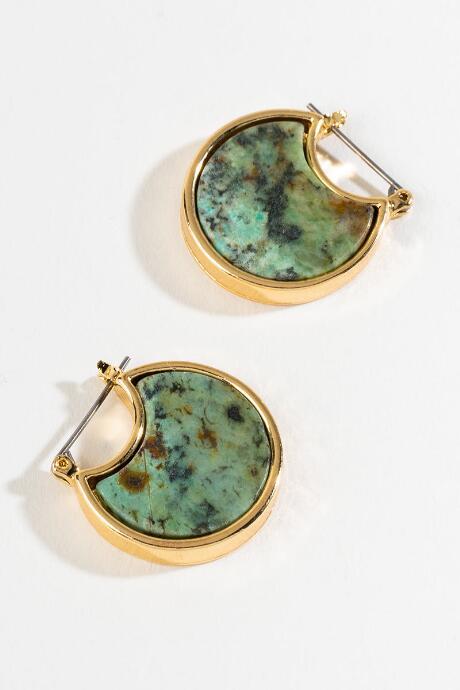 Francesca's Makayla Patina Hoops - Turquoise