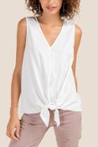 Francesca Inchess Rhody Front Knot Twill Tank Top - White