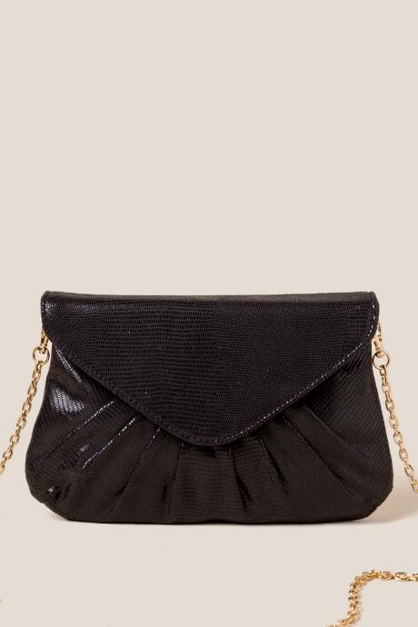 Francesca Inchess Kaye Snake Gathered Envelope Clutch - Black