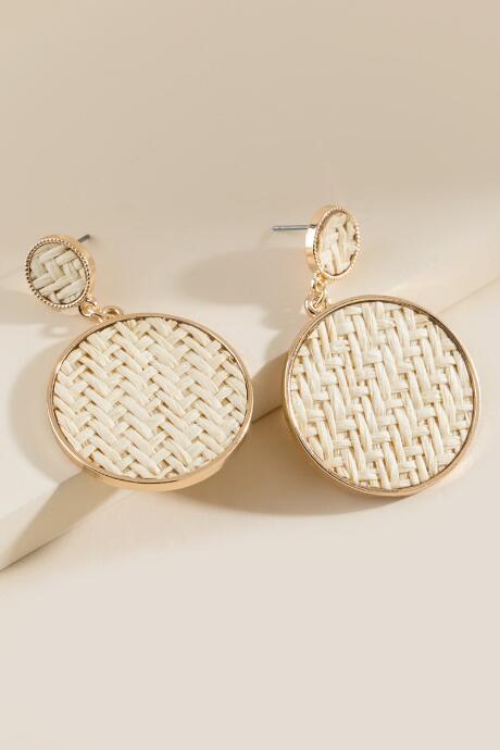 Francesca's Kayla Raffia Drop Earrings - Ivory