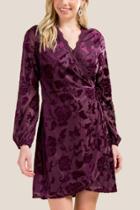 Francesca's Cateleya Burnout Velvet Wrap Dress - Purple