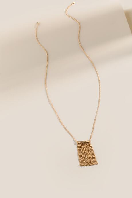 Francesca's Sia Mini Metal Fringe Pendant - Gold