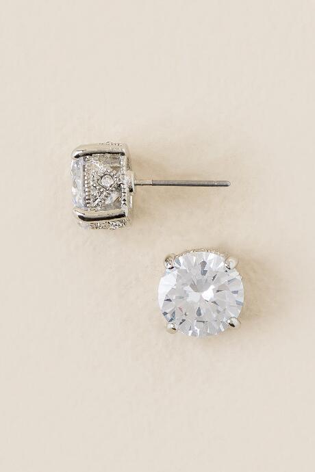 Francesca's Adalyn Cubic Zirconia Stud Earring In Crystal - Crystal