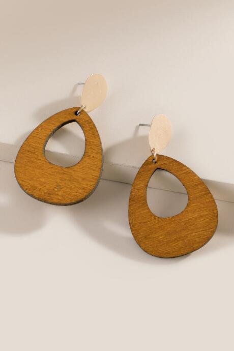 Francesca's Erinn Wooden Open Earring - Marigold