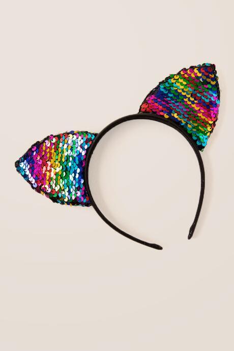 Francesca's Kids Rainbow Cat Ear Headband - Black