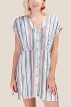 Francesca's Sierra Striped Button Front Dress - Multi