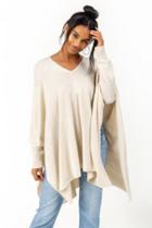 Francesca's Susie V Neck Poncho - Taupe