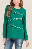 Francesca's Christmas Lights River Sequin Sweatshirt - Green