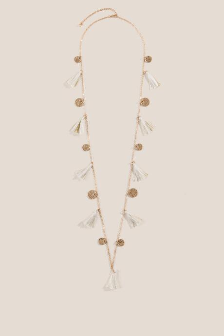 Francesca's Miya Tassel Station Necklace - Ivory