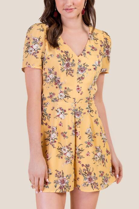 Francesca's Leighton Open Back Romper - Sunshine