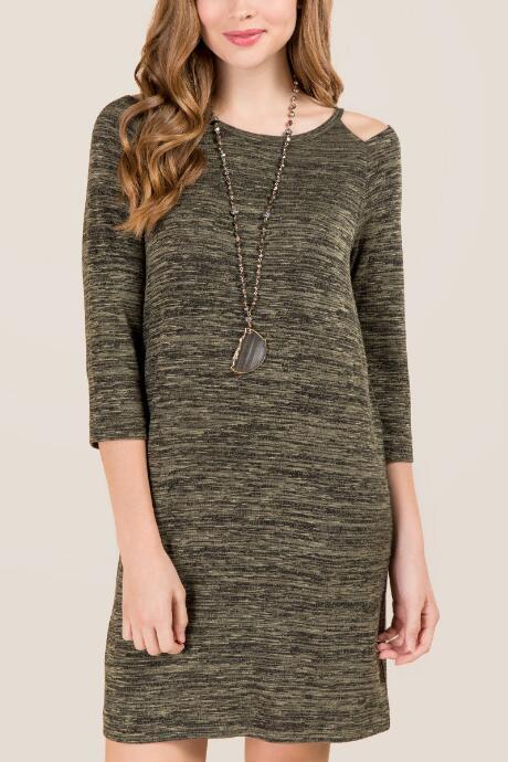 Alya Lunar Cut Out Knit Dress - Dark Olive