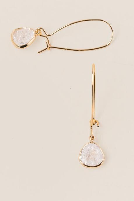 Francesca's Nicole Stone Teardrop Earring In Clear - White