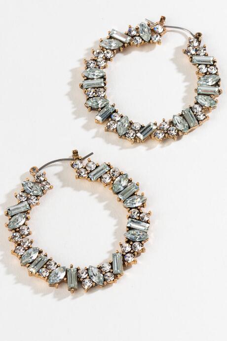 Francesca's Mariana Baguette Hoops - Crystal