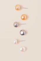 Francesca's Connie Pearl Stud Earring Set - Multi