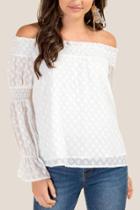 Francesca Inchess Ashley Off The Shoulder Textured Blouse - Ivory
