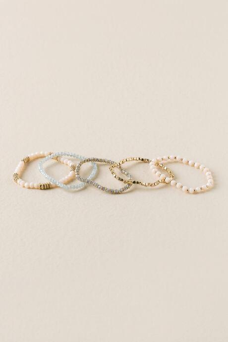 Francesca's Penelope Glass Bead Bracelet Set - Blush