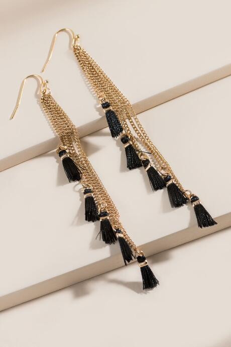 Francesca Inchess Raylee Delicate Tassel Earrings - Black