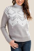 Francesca's Brooklyn Fair Isle Sweater - Heather Gray